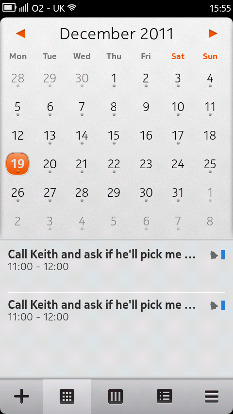 Calendar app N9