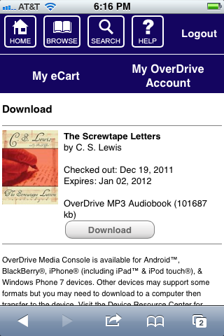 Checkout your electronic content through the OverDrive Media Console app.