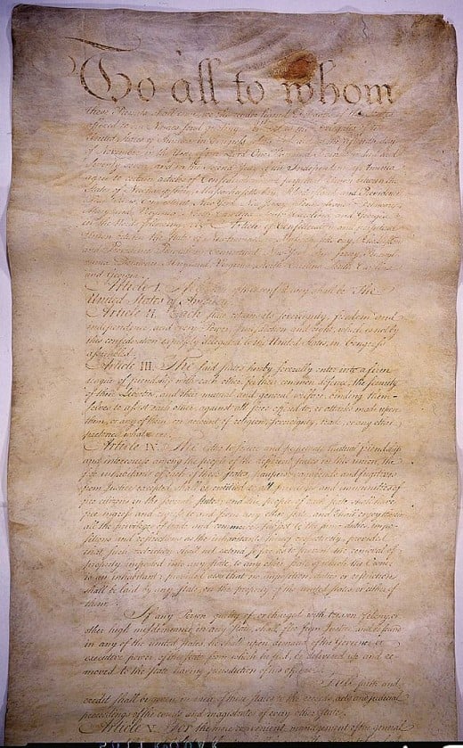 The Articles of Confederation, ratified in 1781