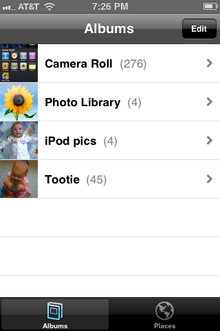 You'll be able to view a list of existing albums on your devices after opening the Photos app.