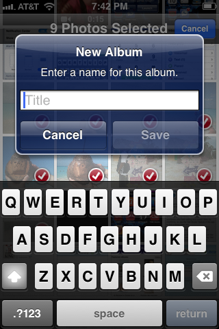 The New Album dialog box.