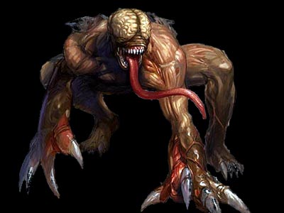 Called a "Licker", employs bothing jumping and tongue abilities