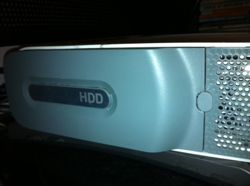 The hard drive is located on the left side of the original Xbox 360 and on the right side of the Xbox 360 S.