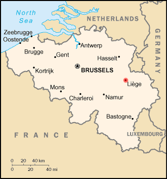 MAP LOCATION OF LIEGE, BELGIUM 