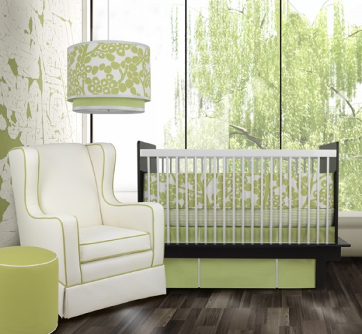A light green gender-neutral nursery
