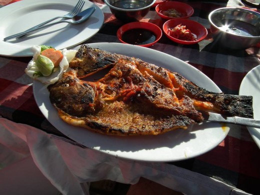 BBQ fish in restaurant at Jimbaran beach