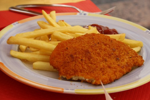 Some kind of "sprinkle chicken" (I think it was chicken) and french fries.  The kids loved this meal!