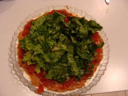 Next comes the shredded lettuce.