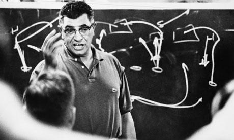 American football coach Vince Lombardi during a Green Bay Packers strategy session in 1963. Photograph: Robert Riger/Getty Images
