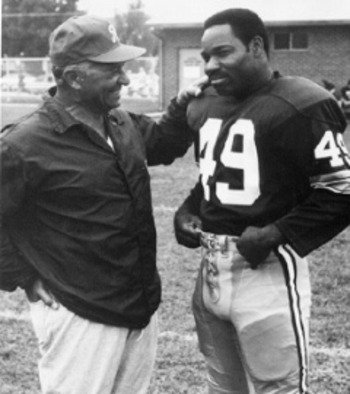 Vince Lombardi with HOF Bobby Mitchell (11 seasons, 148 games, 521 receptions, 7,954 yards, 65 touchdowns)