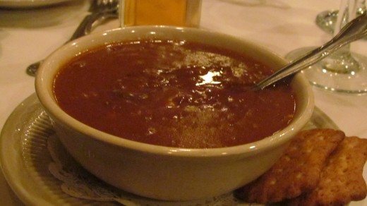 I enjoyed one of their specialties, a bowl of fresh homemade snapper soup with hints of sherry.