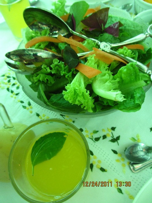 Fresh Salad and a Pitcher of Squeezed Dalandan Juice