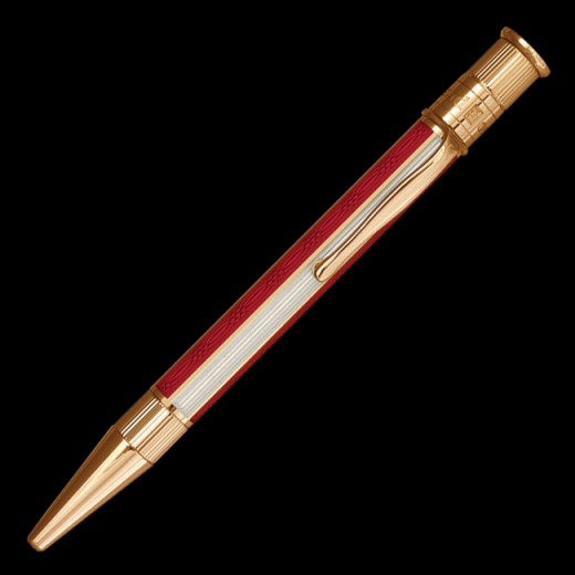 David Oscarson Reflections Ball Point - Ruby Red and Translucent White with Gold Vermeil
