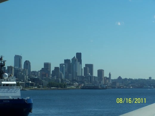 SEATTLE SKYLINE FROM THE CARNIVAL SPIRIT - 8/16/2011