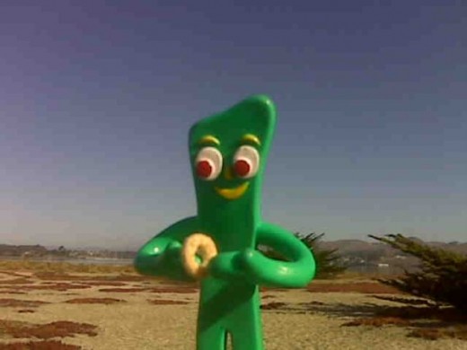 There was just one doughnut left for Gumby the morning after the bird invasion!
