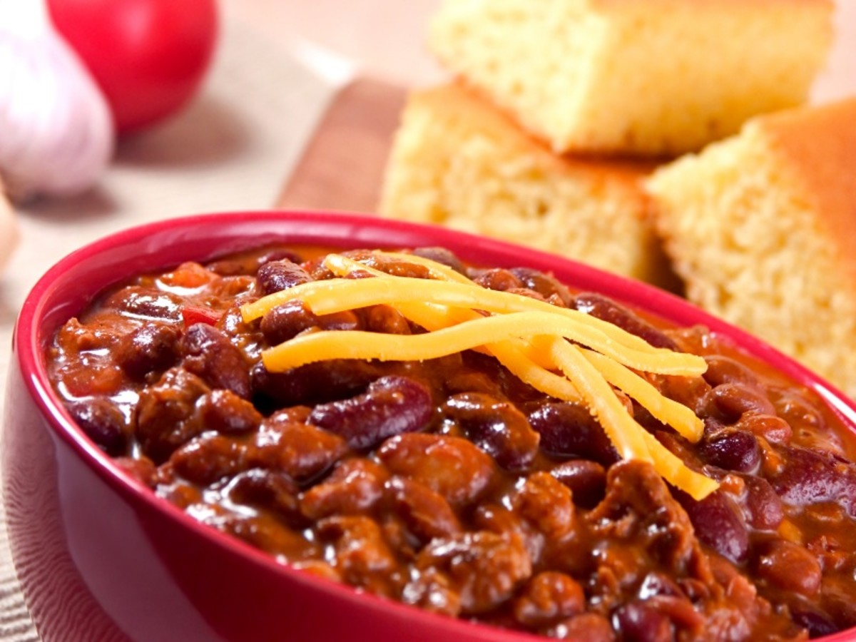 "Love my Mom's Chili...and take a whiff of the the fumes...as the steam rises... Done perfectly...with stewed tomatoes and the perfect blend of chili spices." 