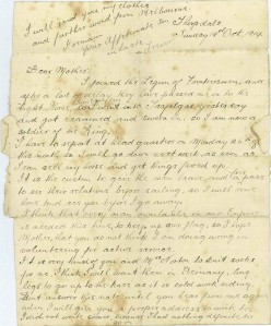 18th October 1914: World War 1 letter - Mother I have enlisted for war