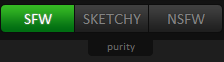 Purity level of the photos. Green is safe, yellow is sort of safe, red is a lot of porn. Default is yellow