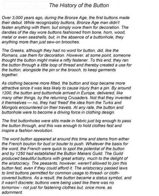 History of the Button-abridged