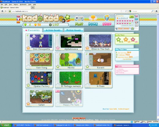This is the play minigames screen, with the Favorites Tab selected.