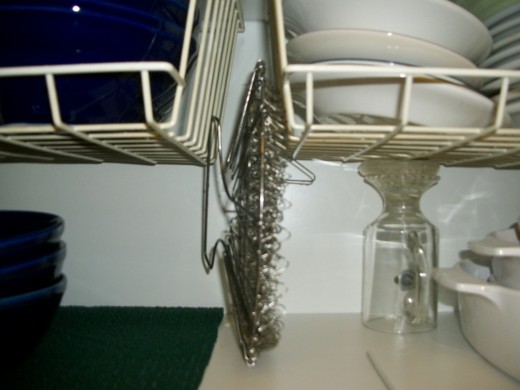 The Chef Basket takes up very little cabinet space.  Stores almost anywhere.  Click image to view larger.