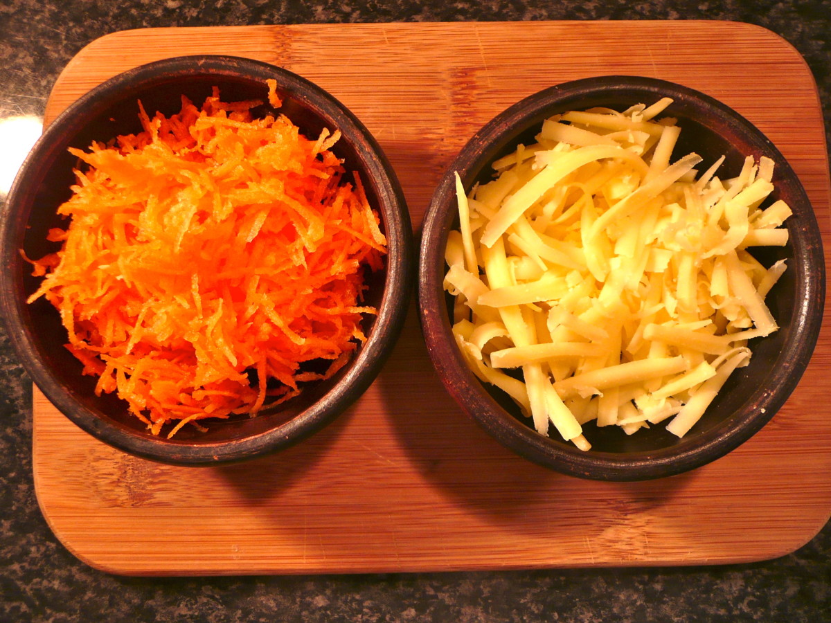 Grate one carrot and a small amount of cheese