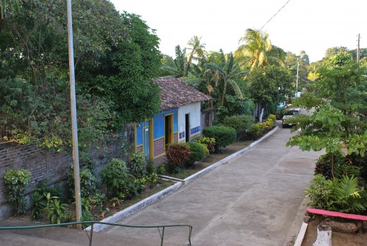 View down the street from the Catholic Church.