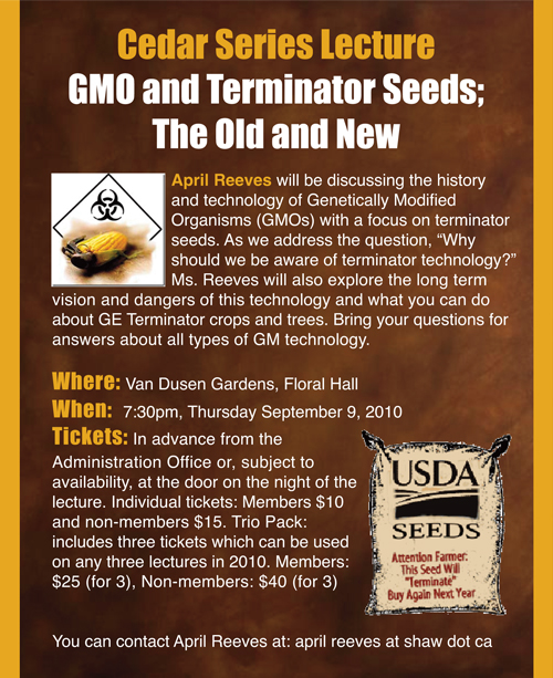 This is one of the newest "kids on the block" as far as GMO adulterated food items is concerned. Terminator seed represents a terrible threat to the world's food supply and should be listed as a WMD.