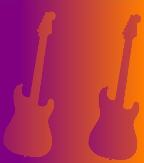 I created this image on my computer and I can promise you that that I did not doctor the colors for effect. The two guitars are exactly the same image. You can try this yourself.