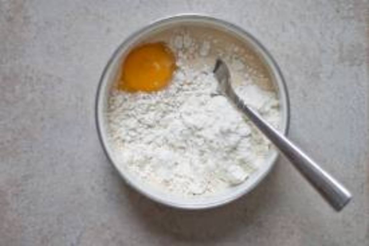 Add The Flour Egg Milk Water to A Bowl And Mix Well