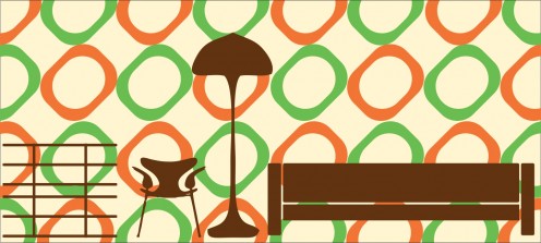Mock up of focal wall with furniture silhouettes
