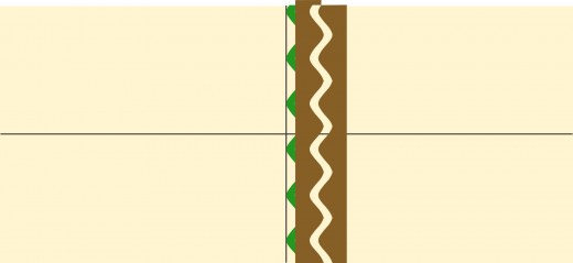 PLACE ALONG INSIDE OF STRIPE DIPS
