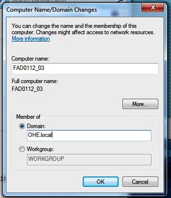 Change the computer name and add the domain name.