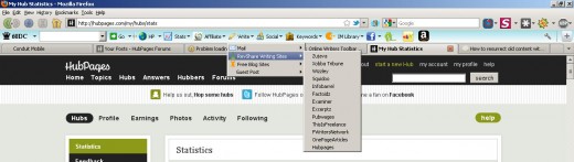 Online Writers Toolbar with view of "Write" dropdown  (click for full size)