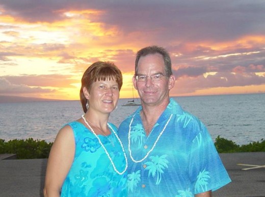 Celebrating our 25th Wedding Anniversary at a Luau in Maui
