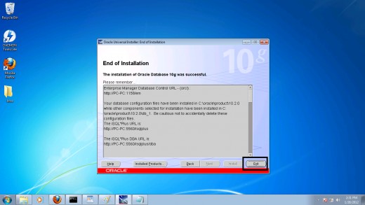 Step 16: Completing the Oracle 10g installation 