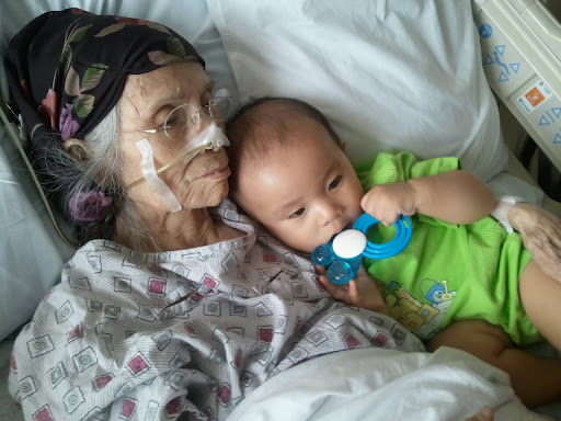 'Cheering up great grandma'