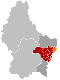 Map location of Mertert, Luxembourg