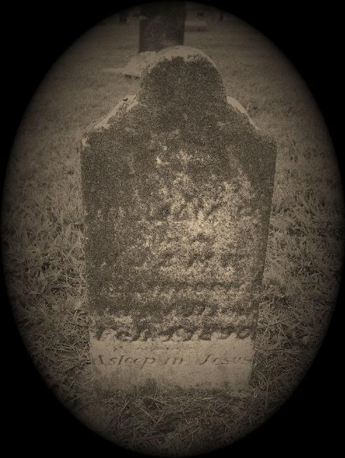 I spent a few days in the cemetery just looking at old markers. I couldn't read this one. All I could make out was the date of death and  "Asleep in Jesus" at the bottom.