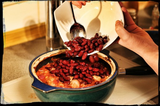 Add the red kidney beans and return to the oven for 30 minutes with the lid off to allow the sauce to thicken
