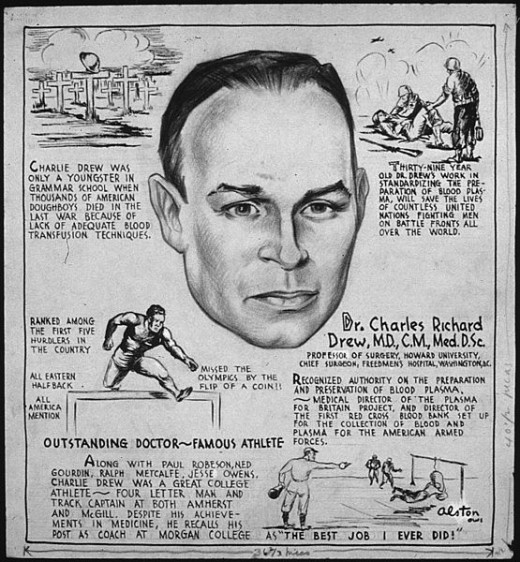 Representation of Dr. Charles Drew's Life. Artist: Charles Henry Alston. Source: Wikimedia Commons, Public Domain.