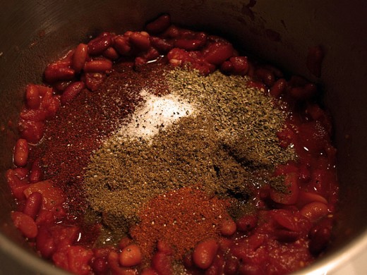 4.  Add your dry seasonings.  Mix the seasoning into the tomatoes.
