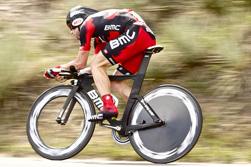 The Swiss BMC bicycle company sponsors a professional cycling team which rides with their company name as title sponsor. 