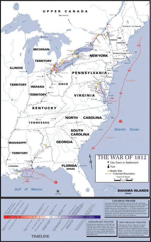 Click to enlarge. The War included battles in the North Atlantic and the Caribbean.