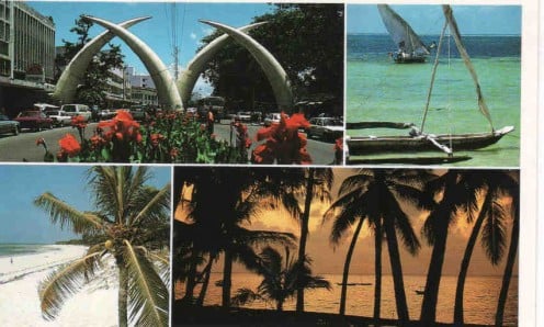 Mombasa city: from beaches to rich African culture. The tusks of Mombasa are visible on one of the pictures.