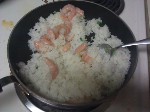 This time I added a bit of leftover shrimp.