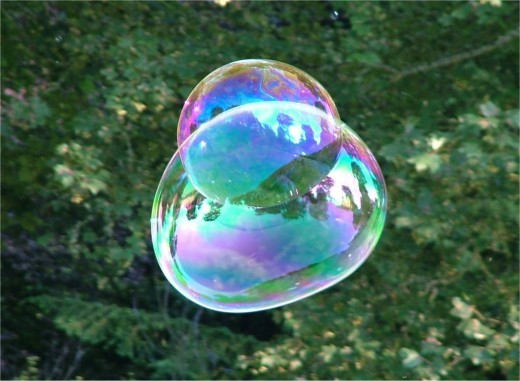 Soap bubbles illustrating iridescent colors. Taken at Traquair House, Scotland by BDB (user name Tagishsimon.)