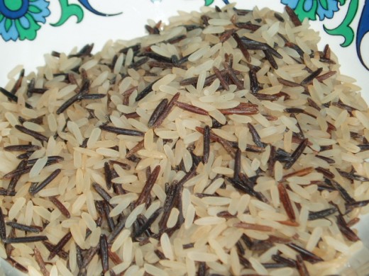 Long grain rice with a mixture of wild rice.