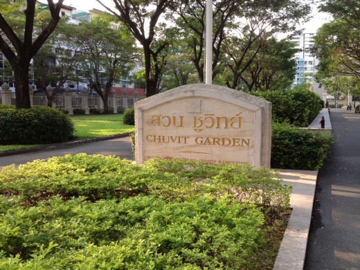 Chuvit Park is right outside Paradiso Boutique Suites. It's a nice area for an early morning stroll.