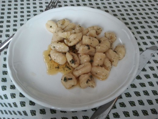 Gnocchi with browned butter and sage.